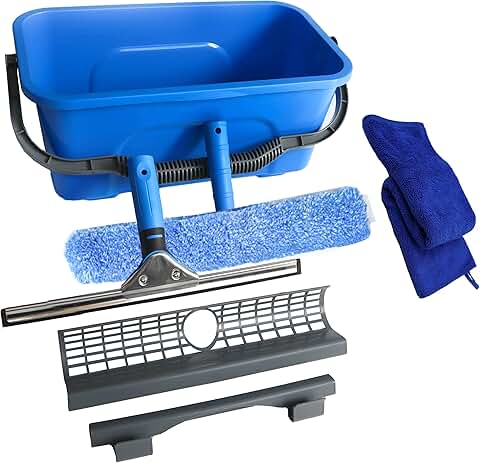 Window Cleaning Squeegee Kit with Shelf and Microfiber Scrubber