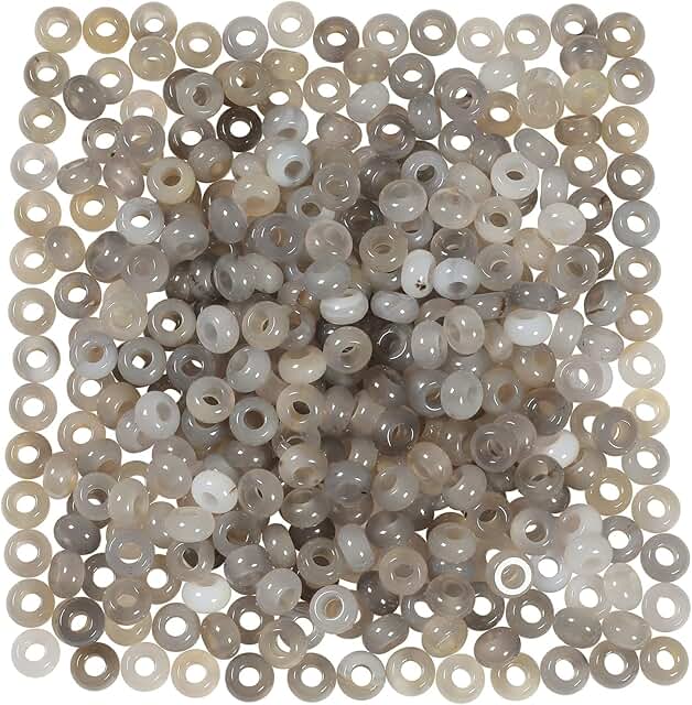 Gray Agate Beads for Jewelry Making, 15 Pieces