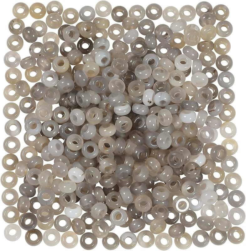 Gray Agate Beads for Jewelry Making, 15 Pieces
