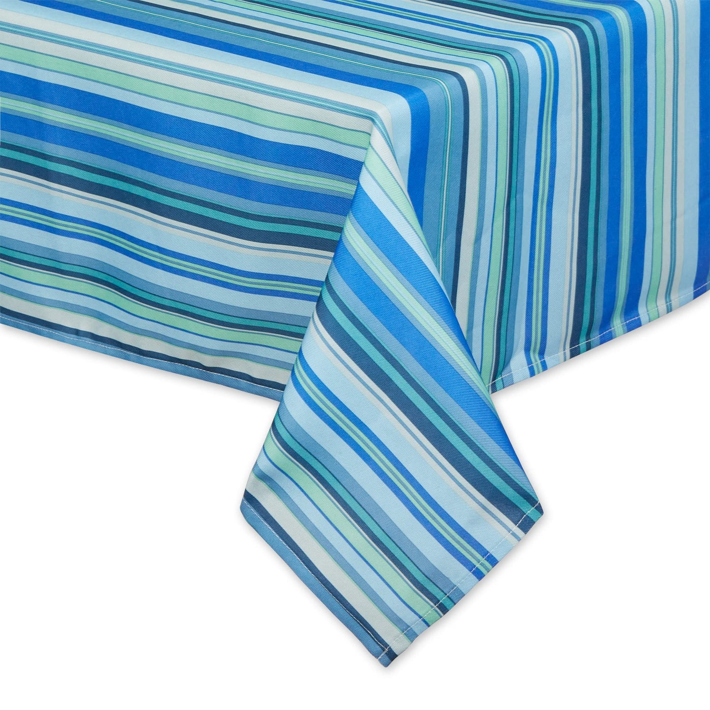 Indoor/Outdoor Tabletop Multi-use, Machine Washable, Striped, Tablecloth, 60x84 w/Zipper, Blue Ocean