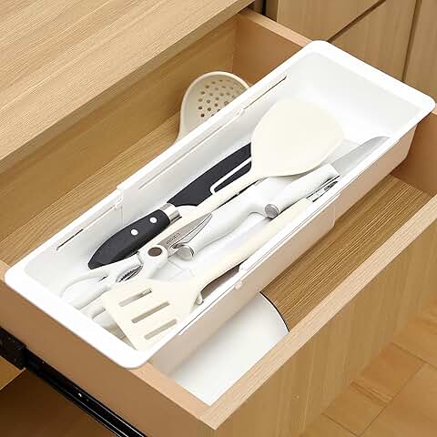 Expandable Deep Drawer Organizer Bins for Kitchen Storage