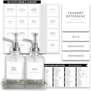 Laundry Labels for Jars and Storage Bins, 136 Pack