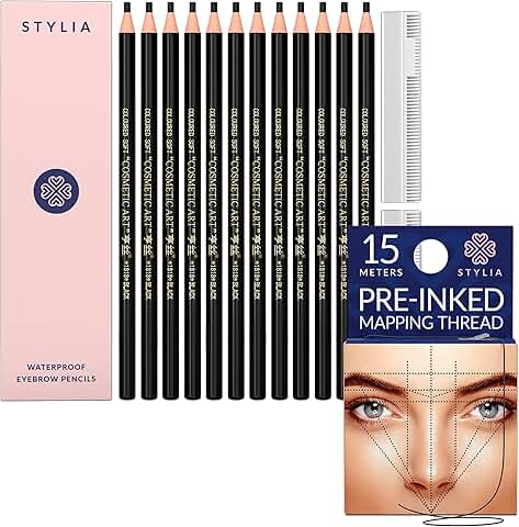 15 Meters Pre-Inked Eyebrow Mapping String and Microblading Supplies Set
