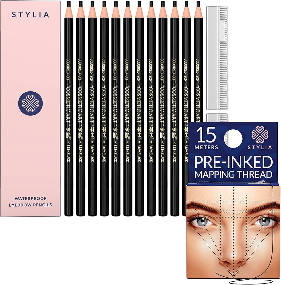 15 Meters Pre-Inked Eyebrow Mapping String and Microblading Supplies Set