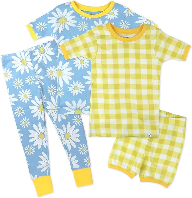 Girls' 4-Piece Organic Cotton Sleepwear Set