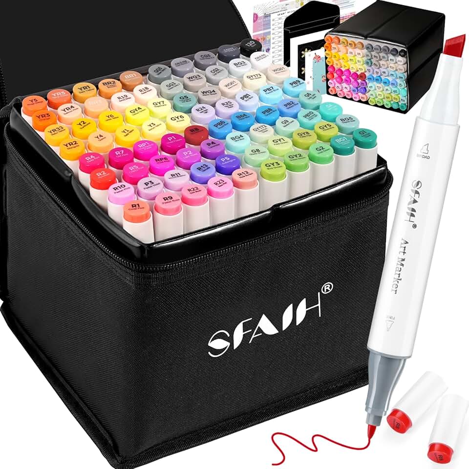 81-Color Fine and Chisel Tip Alcohol Markers