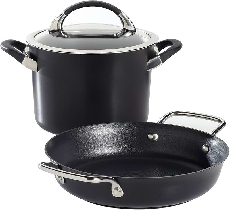 3-Piece Hard-Anodized Nonstick Cookware Set
