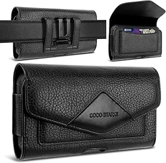 Leather belt phone holster for men with belt loop