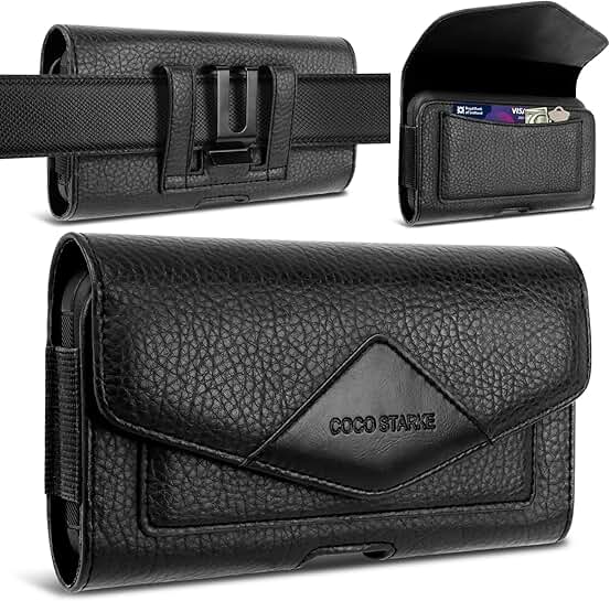 Leather belt phone holster for men with belt loop