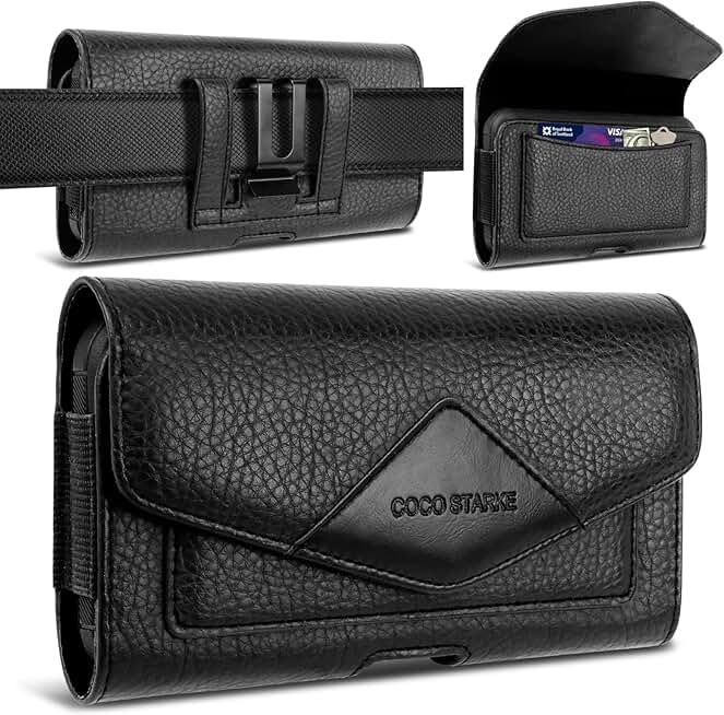Leather belt phone holster for men with belt loop