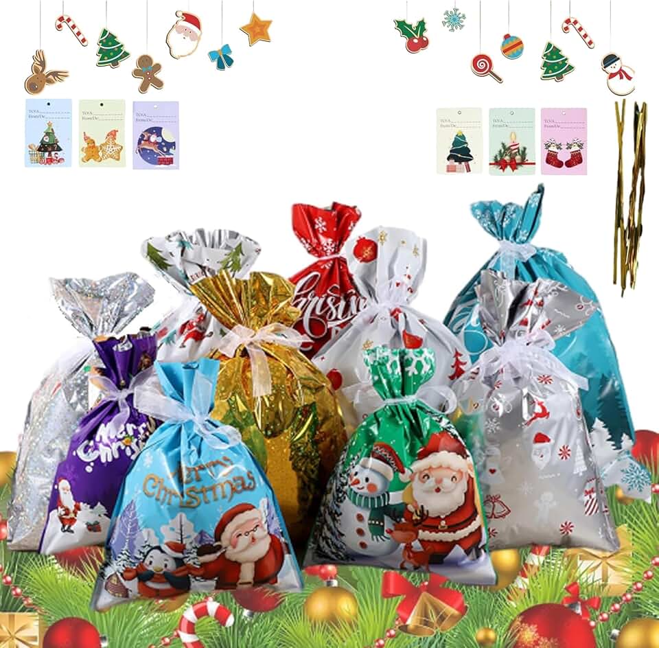Christmas Gift Bags with Greeting Cards