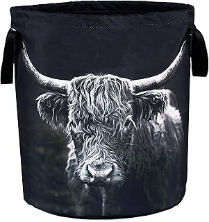 Foldable Highland Cow Laundry Basket for Storage
