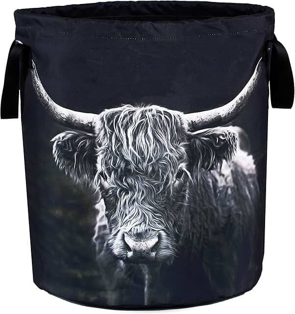 Foldable Highland Cow Laundry Basket for Storage