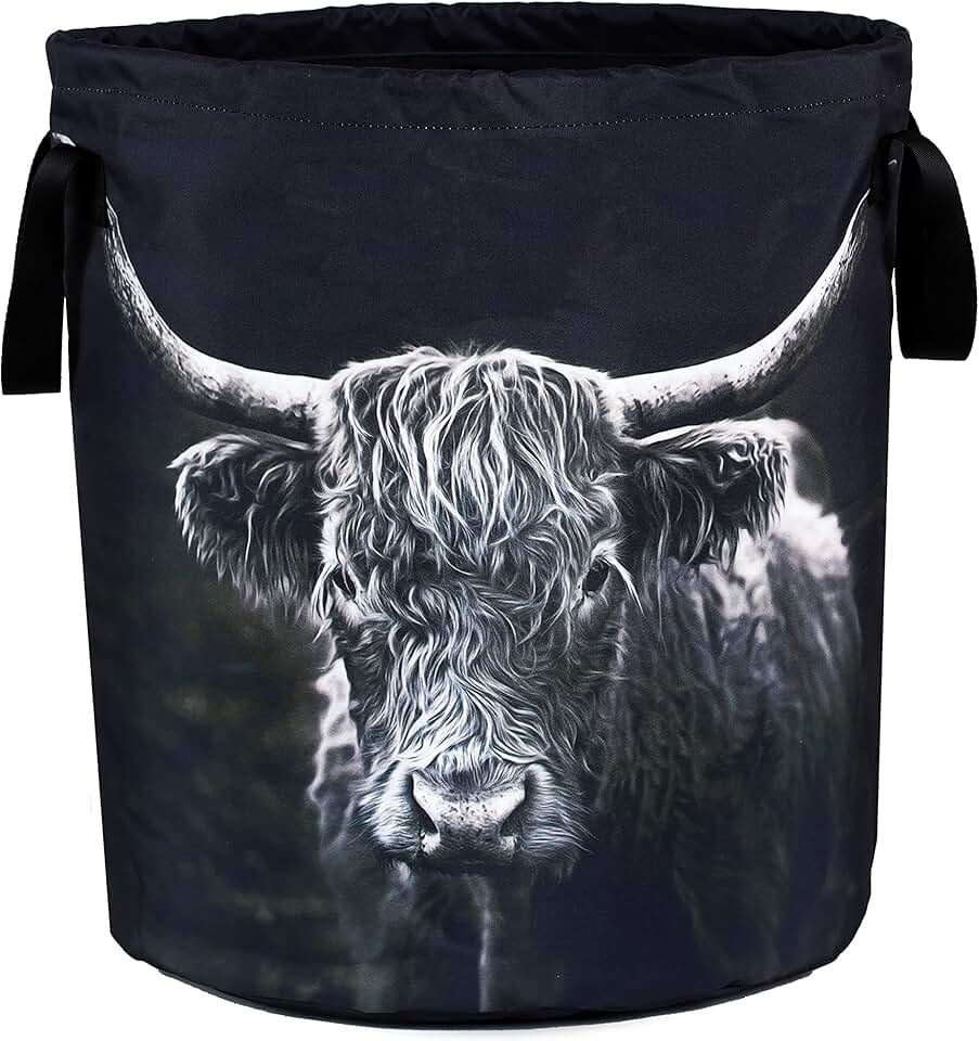 Foldable Highland Cow Laundry Basket for Storage