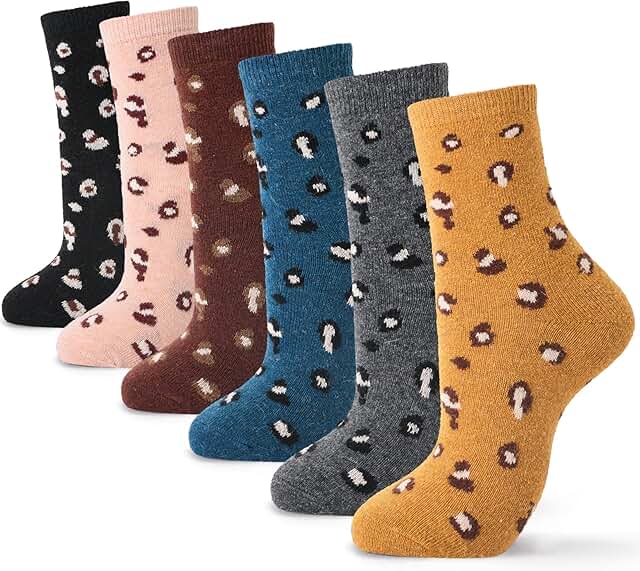 Women’s Thick Warm Winter Crew Socks, 6 Pairs