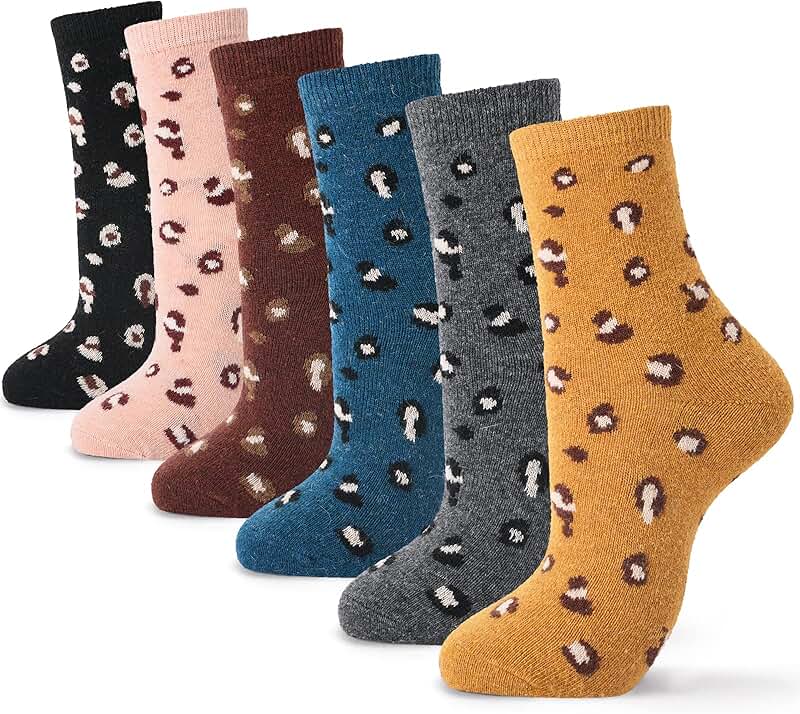 Women’s Thick Warm Winter Crew Socks, 6 Pairs
