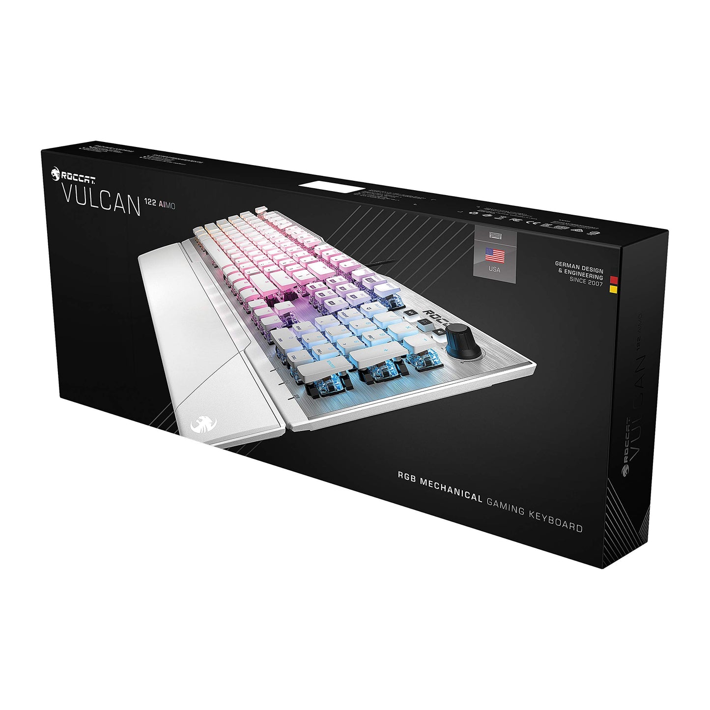Vulcan 122 Mechanical PC Tactile Gaming Keyboard, Titan Switch, AIMO RGB Backlit Lighting Per Key, Detachable Palm/Wrist Rest, Anodized Aluminum Top Plate, Full Size, White/Silver