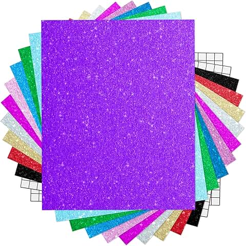 Glitter Vinyl Sheets 12"x10" 12 Pack with Transfer Tapes