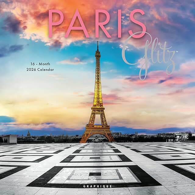 Paris Glitz Wall Calendar 2026, 12x12 inches