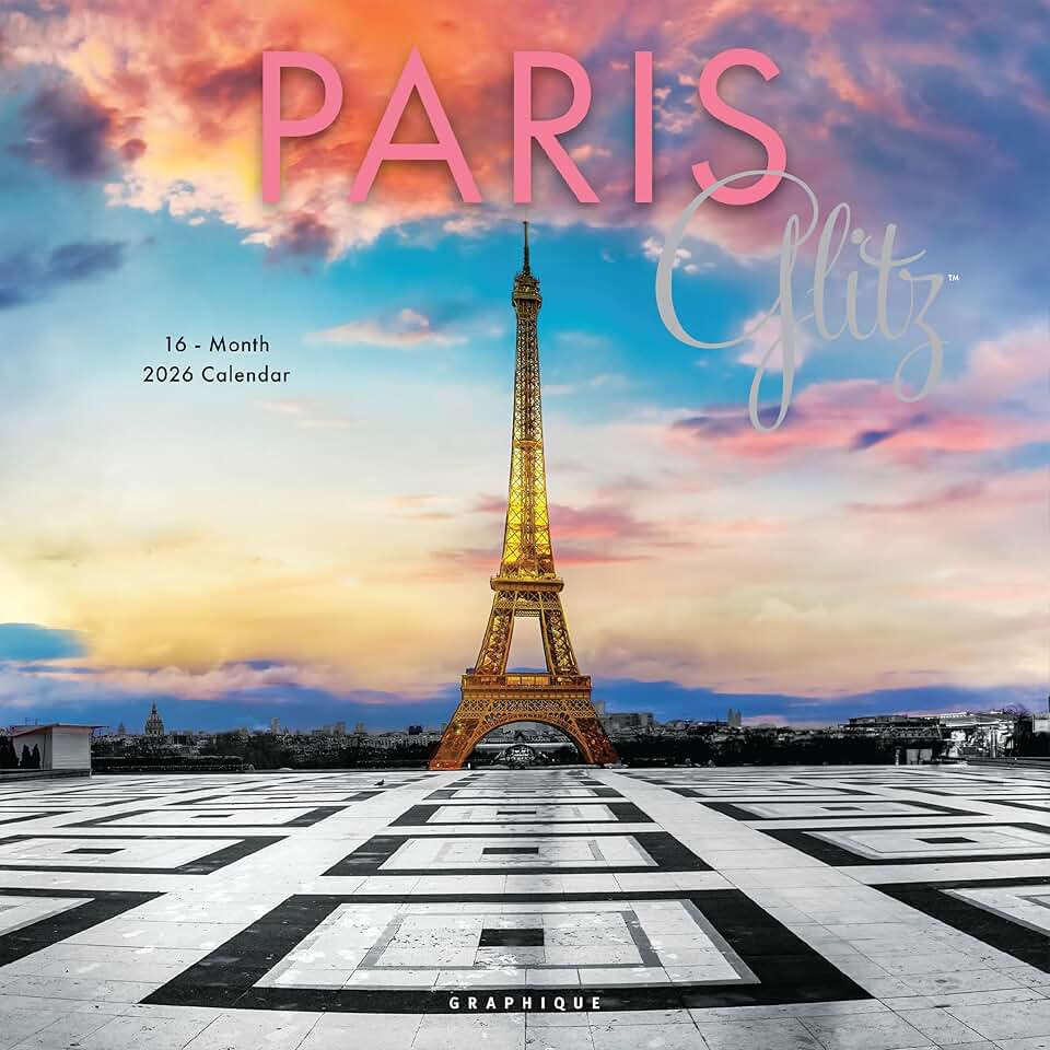 Paris Glitz Wall Calendar 2026, 12x12 inches