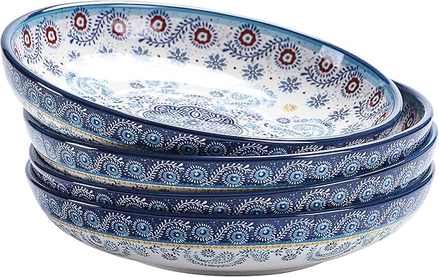 Set of 4 Blue Talavera Pasta and Salad Bowls