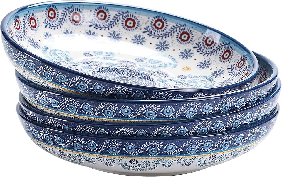 Set of 4 Blue Talavera Pasta and Salad Bowls
