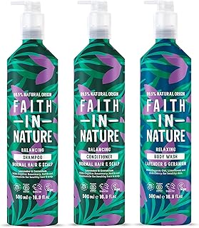 Vegan Natural Shampoo, Conditioner & Body Wash Set