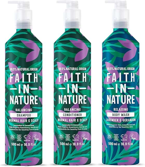 Vegan Natural Shampoo, Conditioner & Body Wash Set