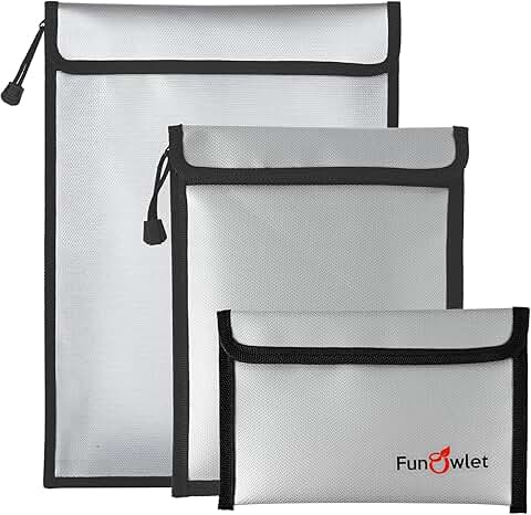 Waterproof Fireproof Document Storage Bag, 3 Pack