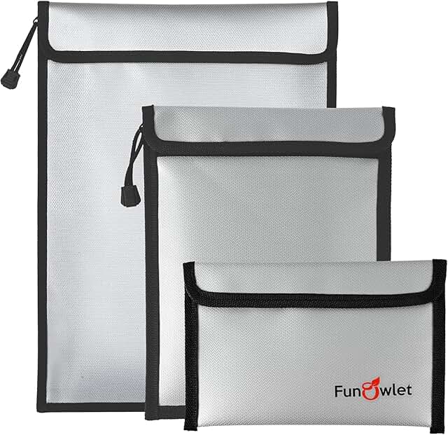 Waterproof Fireproof Document Storage Bag, 3 Pack