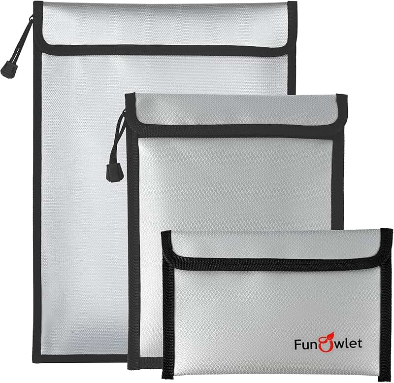 Waterproof Fireproof Document Storage Bag, 3 Pack