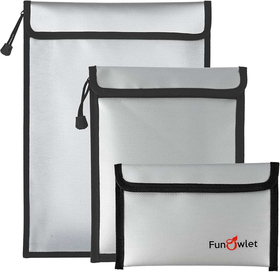 Waterproof Fireproof Document Storage Bag, 3 Pack