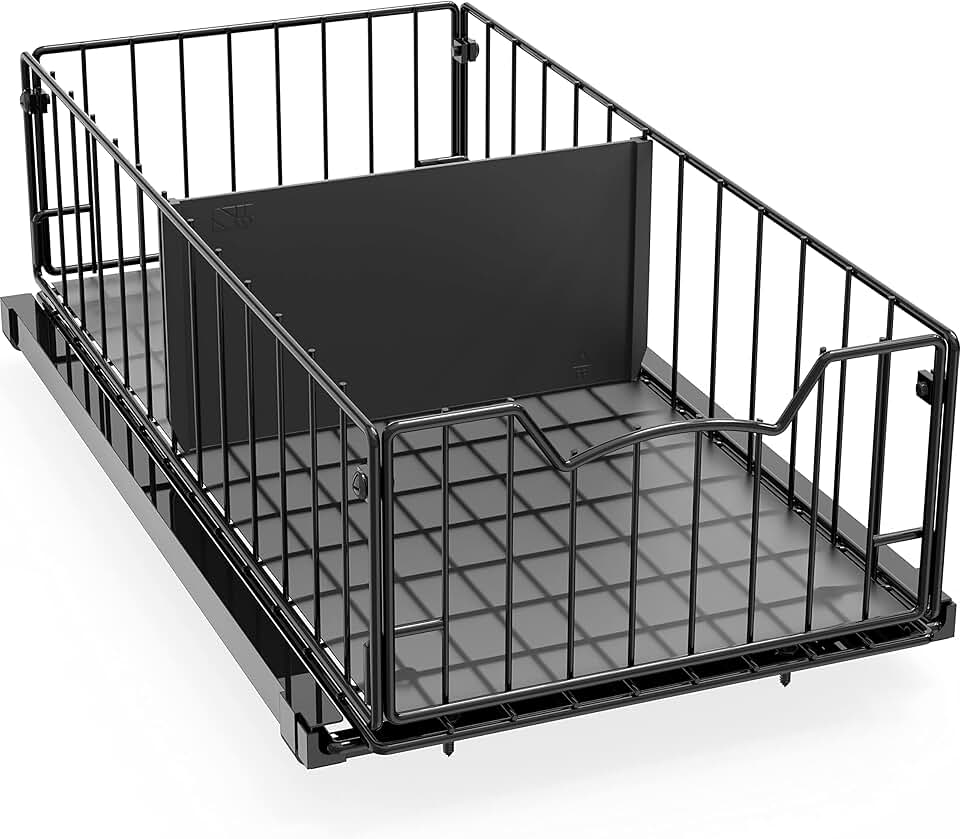 Pull-Out Cabinet Basket Organizer for Kitchen and Bathroom