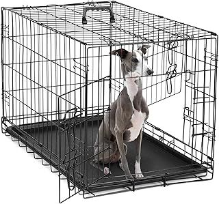 36-Inch Double Door Dog Crate with Leak-Proof Pan