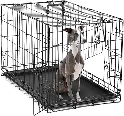 36-Inch Double Door Dog Crate with Leak-Proof Pan
