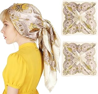 Large Square Satin Hair Scarves, 2 Pack