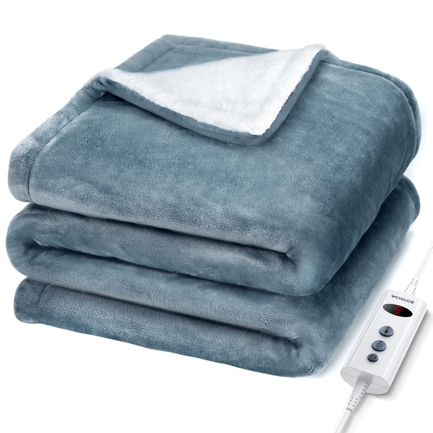 Heated Blanket, 10 Heating Levels, 9H Auto Off Electric Blanket Throw, Machine Washable, Soft Flannel Sherpa, Fast Heating Blankets for Bedroom Office Couch, 50"x60"