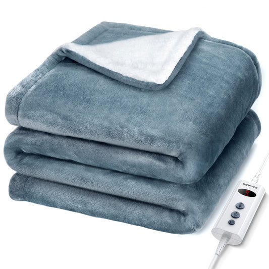 Heated Blanket, 10 Heating Levels, 9H Auto Off Electric Blanket Throw, Machine Washable, Soft Flannel Sherpa, Fast Heating Blankets for Bedroom Office Couch, 50"x60"