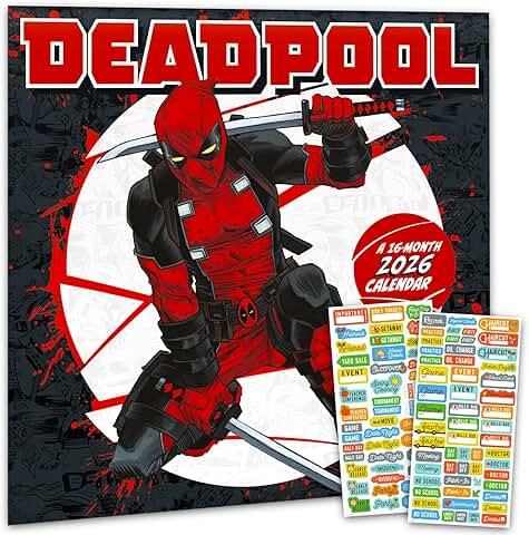 2026 Deadpool Wall Calendar with Reminder Stickers