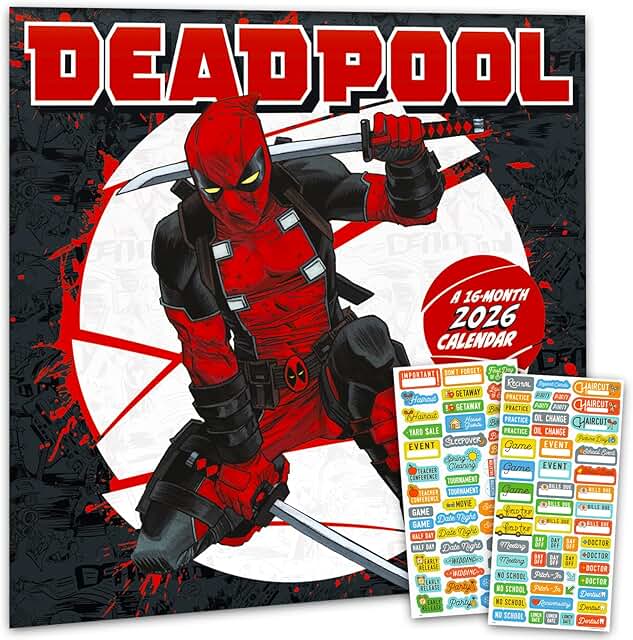 2026 Deadpool Wall Calendar with Reminder Stickers
