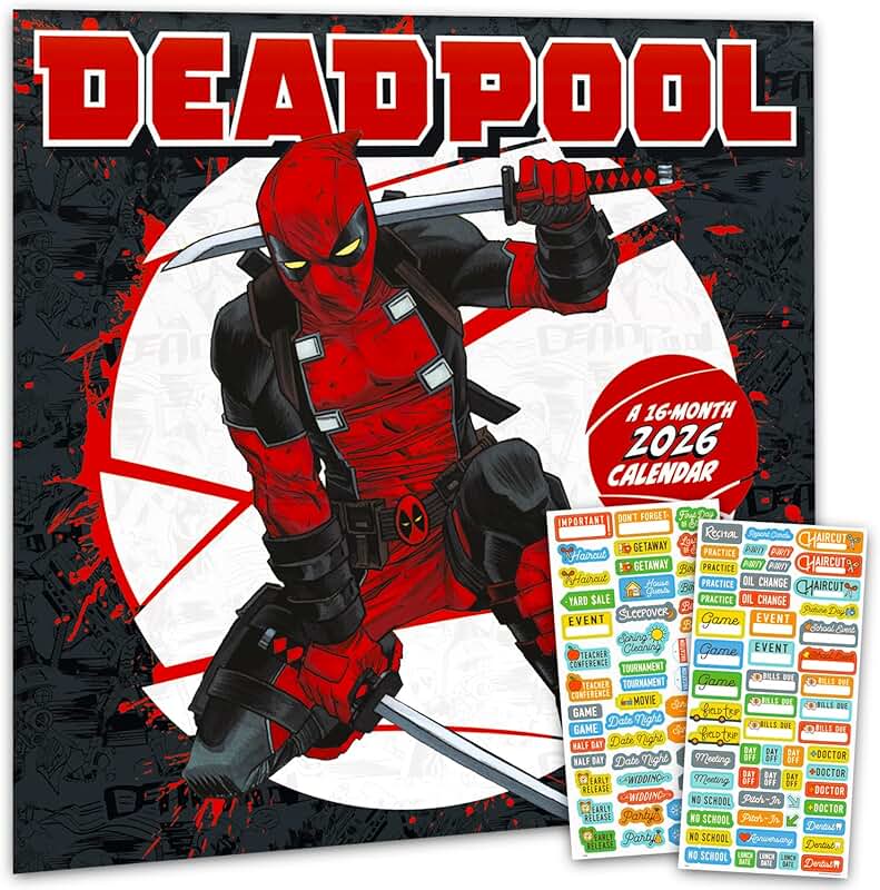 2026 Deadpool Wall Calendar with Reminder Stickers