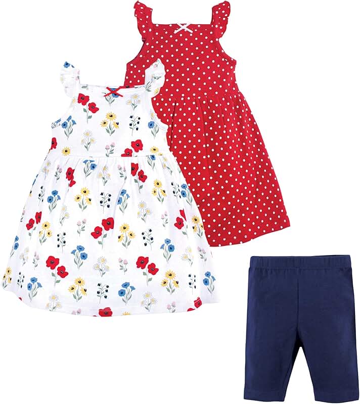 Baby Girl Cotton Dress and Leggings Set