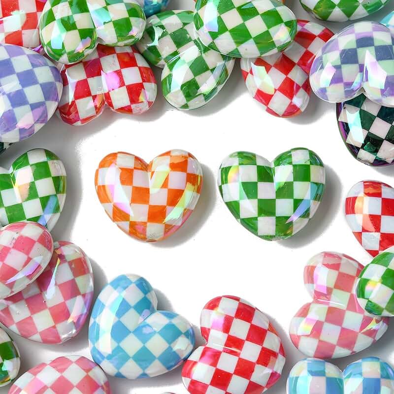 30pcs Colorful Heart Beads for Jewelry Making