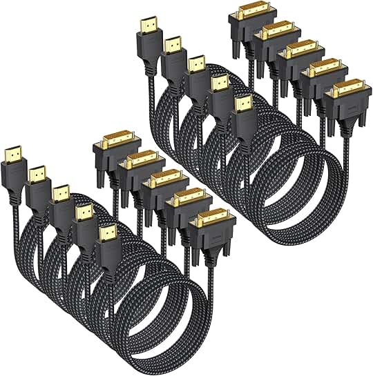 6ft HDMI to DVI Cable 10 Pack for 1080P Displays