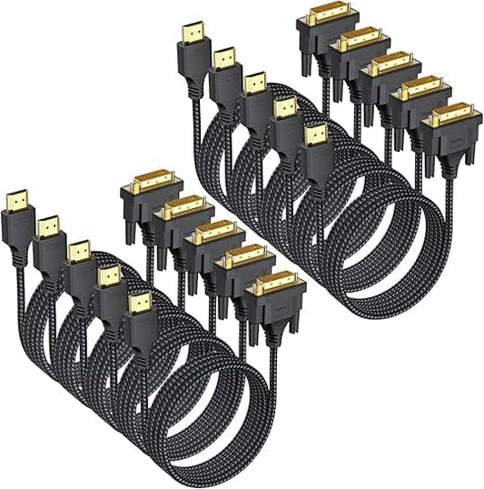 6ft HDMI to DVI Cable 10 Pack for 1080P Displays