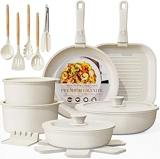 23-Piece Non-Stick Ceramic Cookware Set with Detachable Handles