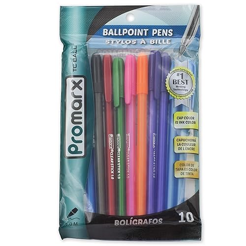 Set of 10 assorted colored ink ballpoint pens