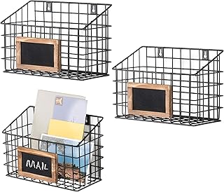 Set of 3 10-Inch Wall-Mounted Metal Wire Storage Baskets