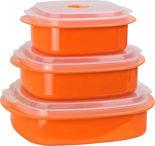 Orange 6-Piece Microwave Cookware and Steamer Set