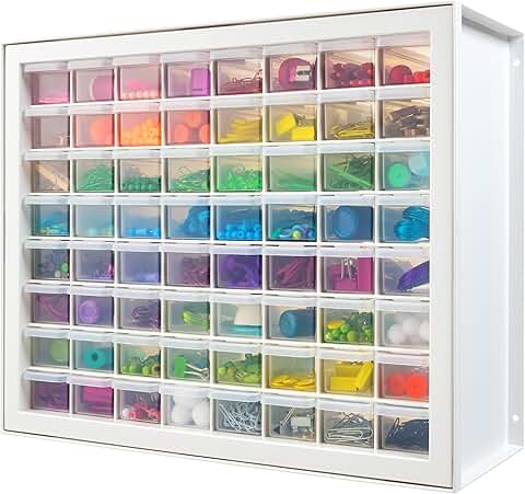 White 64-Drawer Bead and Hardware Organizer